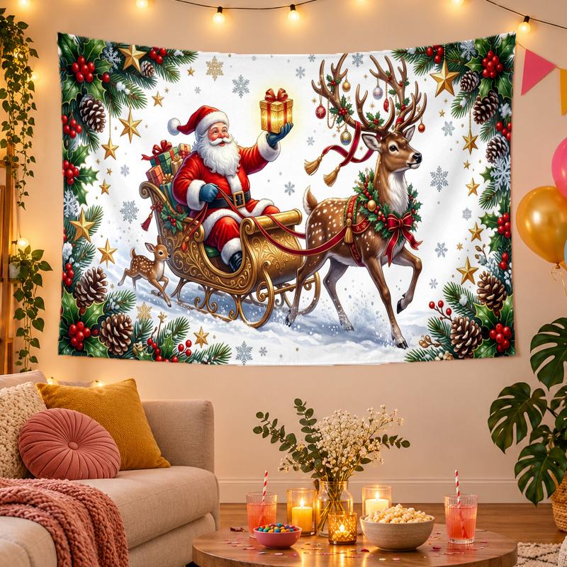 Weihnachtsthema Wandteppich, Xmas Wandbehang, Feiertags-Heim Schlafzimmer Dekoration