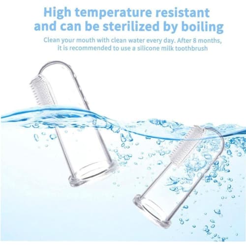 PULABO Baby Training Toothbrush, Baby Finger Toothbrush with Silicone Gum Scouring Massager and White Box, Transparent Oral Care Tool, Long-Lasting