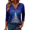 Women's Casual Fashionable Sexy Comfortable V-Neck Christmas Three-Quarter Sleeve Top