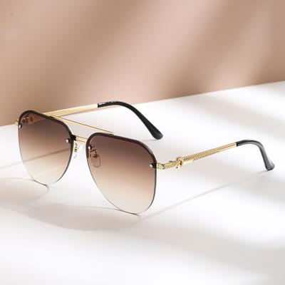 1/2PCS Retro Metal Sunglasses Half Frame Double Beam Vintage Fashion Sunglasses for Women Men