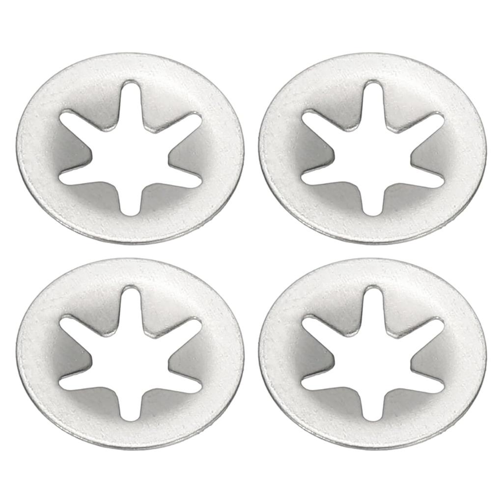 PATIKIL M4 Star Internal Tooth Lock Washers, 100 Pcs Push on Retaining Clips 304 Stainless Steel Quick Speed Locking Washers for Fastening, Silver