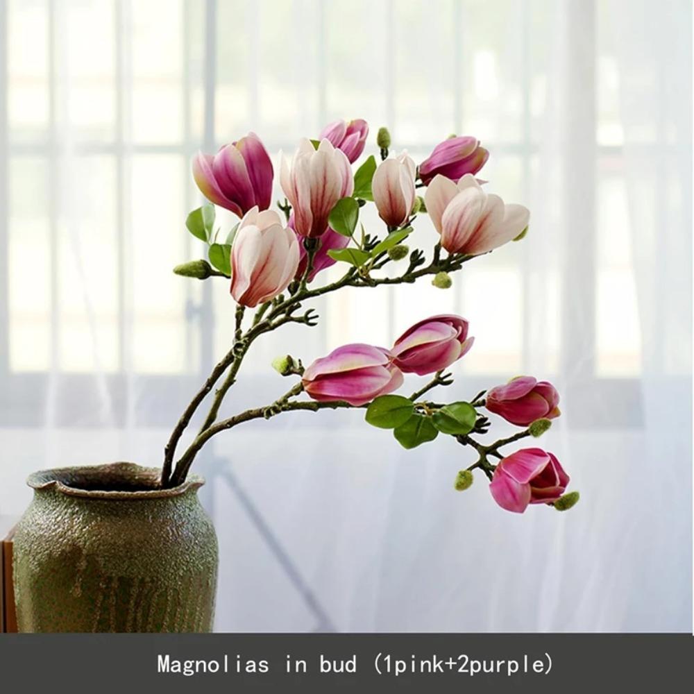 Artificial Flowers Silk Magnolia Bouquet Diy Photo Props Wedding Bridal Bouquet Table Party Vase Home Outdoor Cheap Decorations