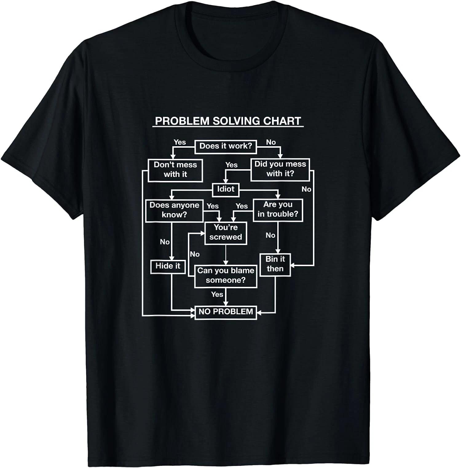 Funny Problem Solving Flowchart Chart, Geeky and Nerdy Gifts T-Shirt L