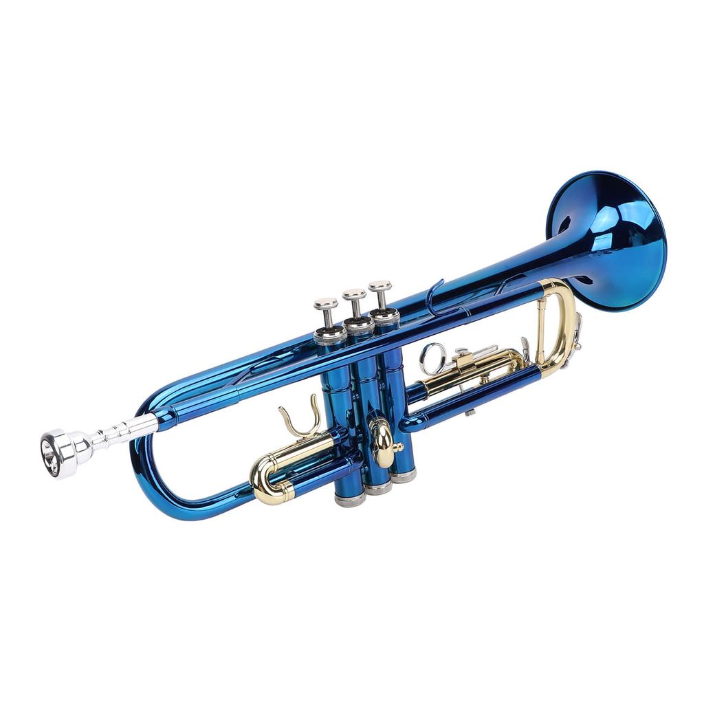 Bb Standard Trumpet Blue Color Copper Gold Keys Beginner Trumpet for Performance and Practice