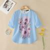 ZANZEA Women Casual Round Neck Floral Print Loose Short Sleeve Blouse