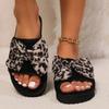 Fashion Women's Shoes New Open Toe Women's Slippers Autumn Bow Tie Leopard Print Mixed Color Flat Casual Comfortable Slippers