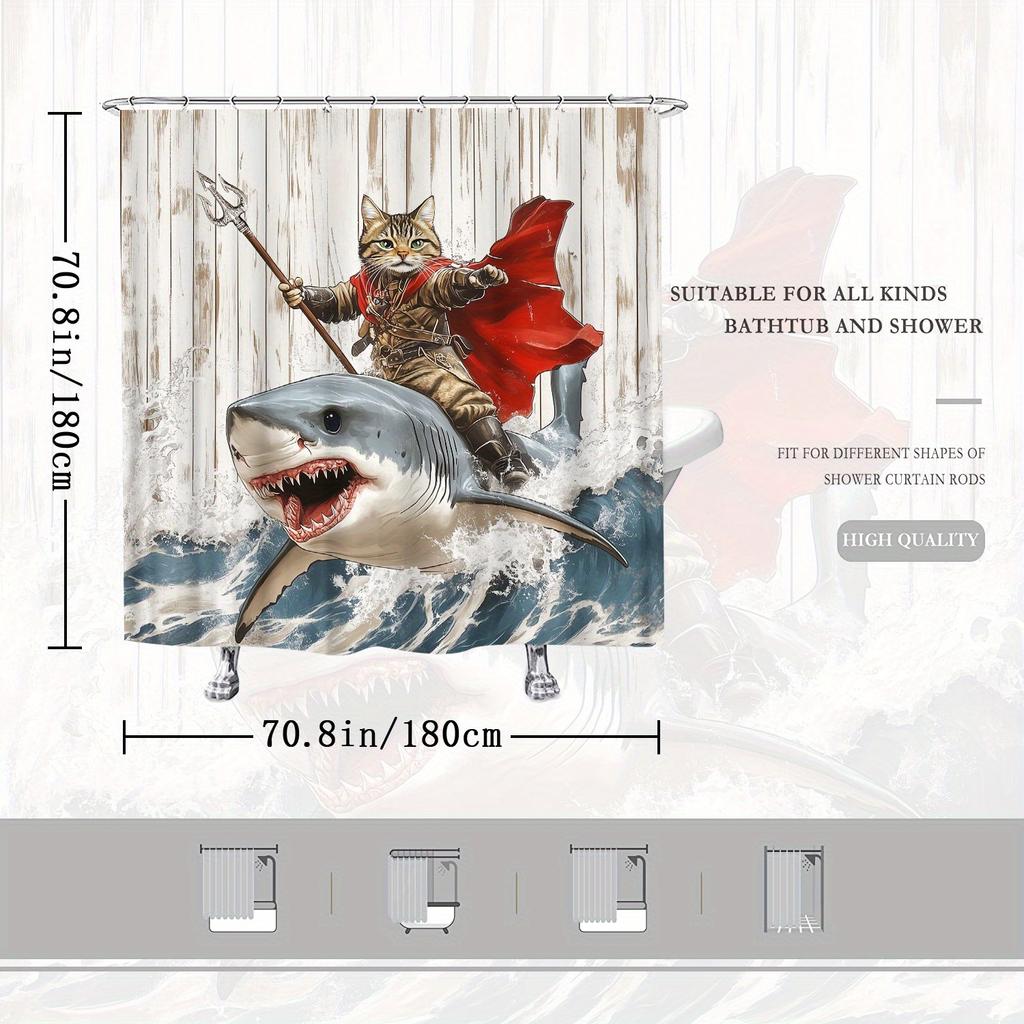Snowy Forest with Fox and Wolf Shower Curtain - Water-Resistant Fabric for Bathroom - Ideal for Nature and Wildlife Lovers