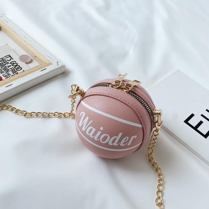 Стильная детская сумка в форме мини-баскетбольного мяча для девочек, милая универсальная сумка через плечо розовый