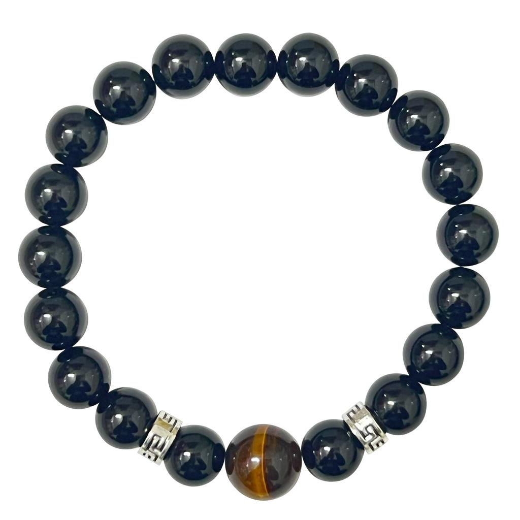 Obsidian Beaded Bracelets for Men 10mm Round Beads Natural Stone Anxiety Stress Relief Bangle Handmade Gemstone Jewelry Gifts