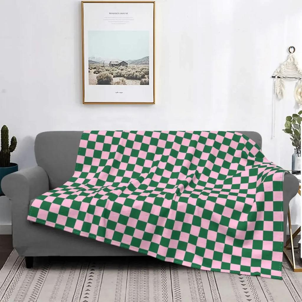 Black And White Checkerboard Pattern Blanket Comfortable Soft Flannel Autumn Geometric Tartan Throw Blanket for Sofa Car Bedroom