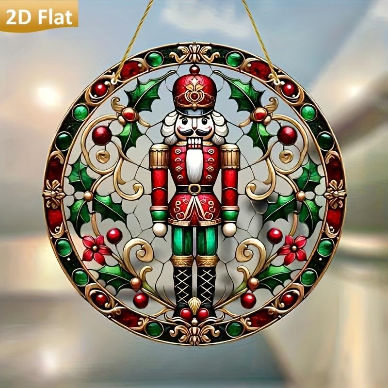 Nutcracker Suncatcher. Acrylic with Golden Accents & Holly for Indoor/outdoor Holiday Gifting.