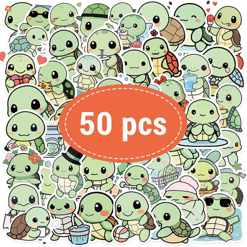 

50 PCS Cute Turtle Stickers Set Waterproof Vinyl Animal Decals for Journaling Laptops Scrapbooking & Water Bottles Aesthetic