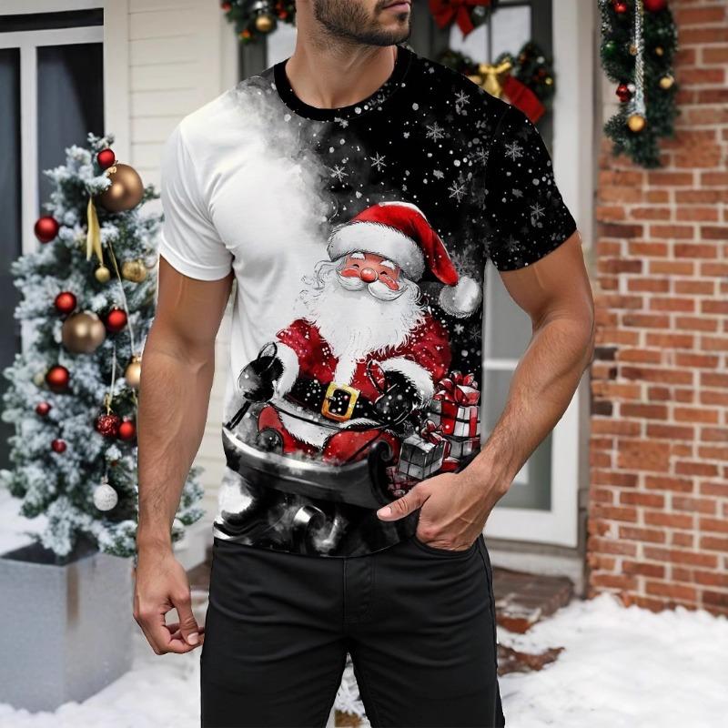 

Мужская футболка с коротким рукавом с цифровой печатью из рождественской серии, персонализированный стиль, свободная и удобная, большого размера XL