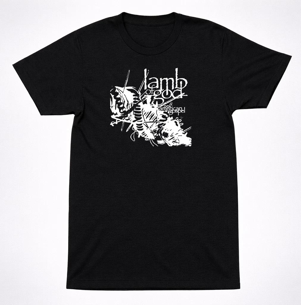 Lamb of God American Gospel Serpent Insect Distressed Black Heavy Metal T-Shirt S