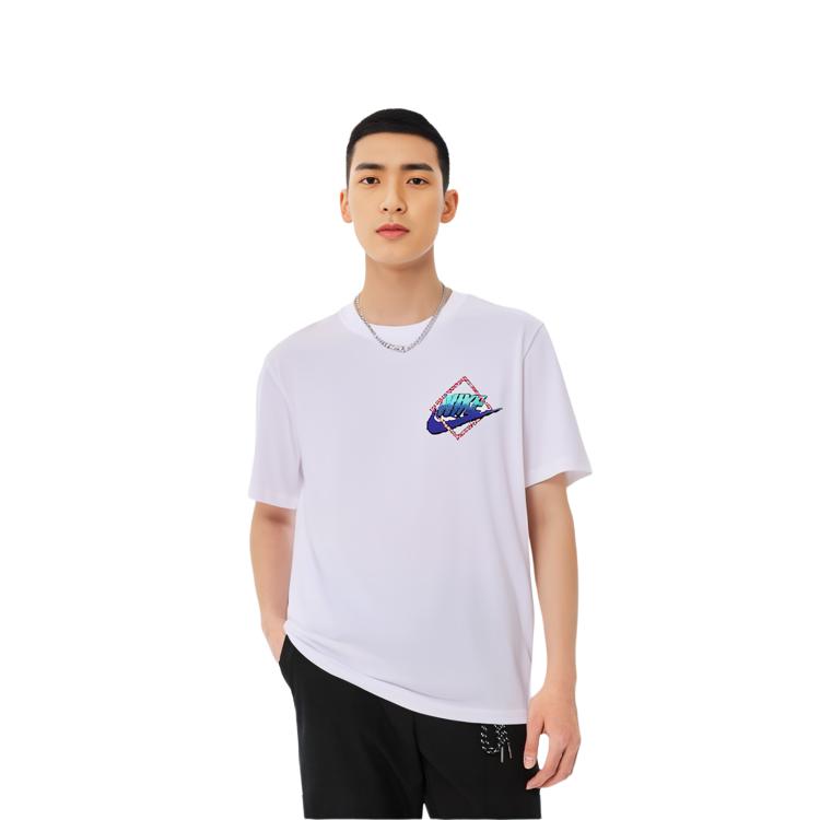 Nike T Shirts Men's White Crew Neck Moderate Straight Fit DD1285-100