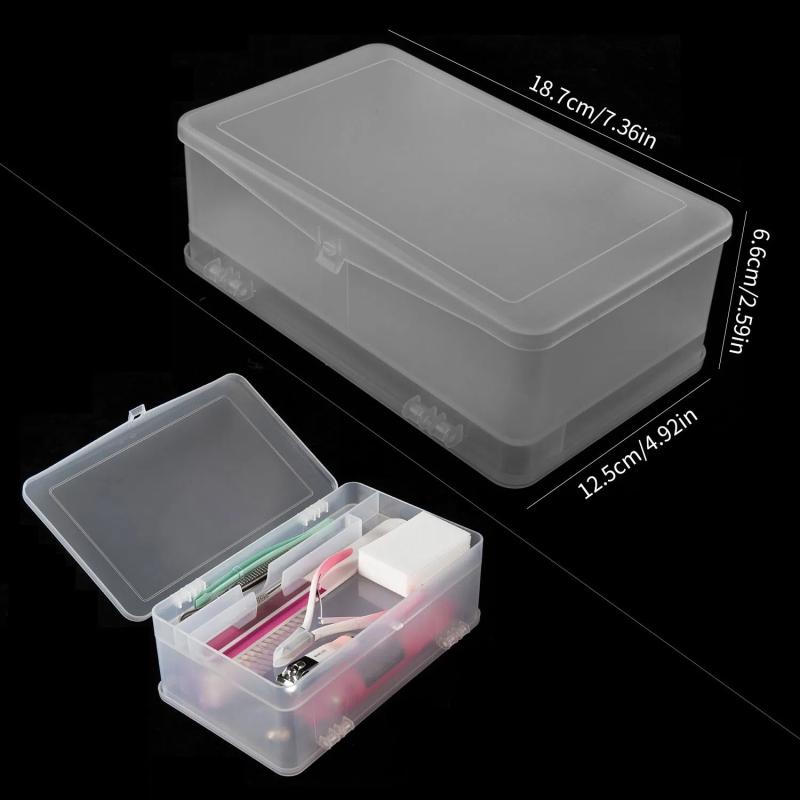 Pinzeta Kleštičky Tužky Leštící Blok na Nehty Pilníky Plastová Nádoba Obdélník Nástroj na Nehtové Umění Prázdná Úložná Krabička Úložný Box s Přihrádkami