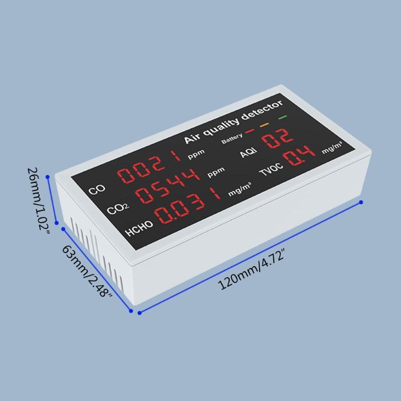 Indoor Air Quality Sensor Air Quality Monitor CO2 HCHO TVOCMultifunctional Gas Detector Real for Time Data Holder