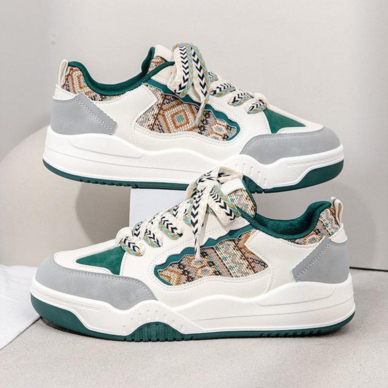 Trainer Damen Plateau Sneaker Vintage Stickerei Freizeitschuhe Mode Dicke Sohle Flatform Skate Schuhe Walking Laufschuhe