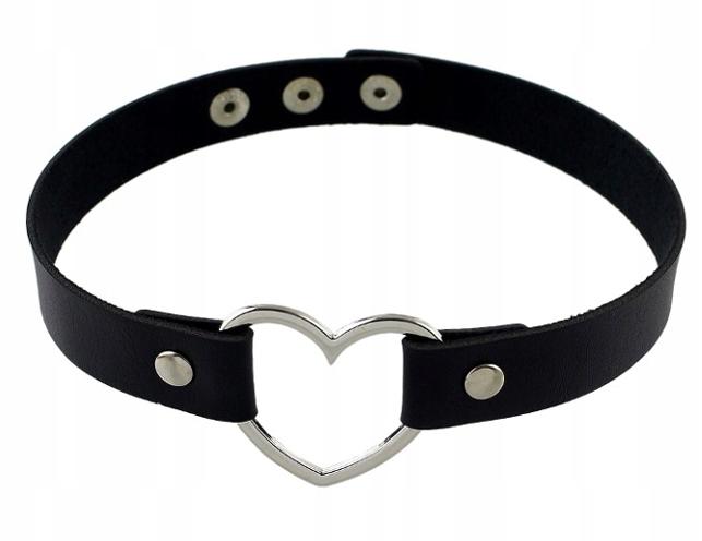 Skórzany Naszyjnik Choker Serce Obroża Gothic Rock