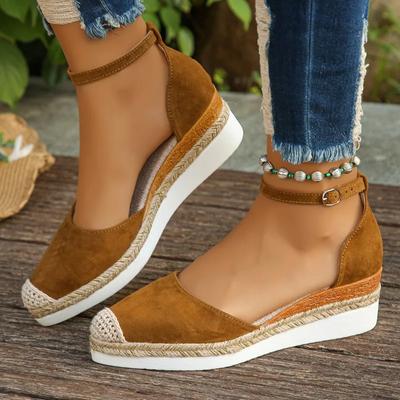 Fashion 2024 Fashion Women's Shoes Buckle Strap Women's High Heels Hot Sale Round Toe Daily Pumps Women New Plus Size Wedge Sandals