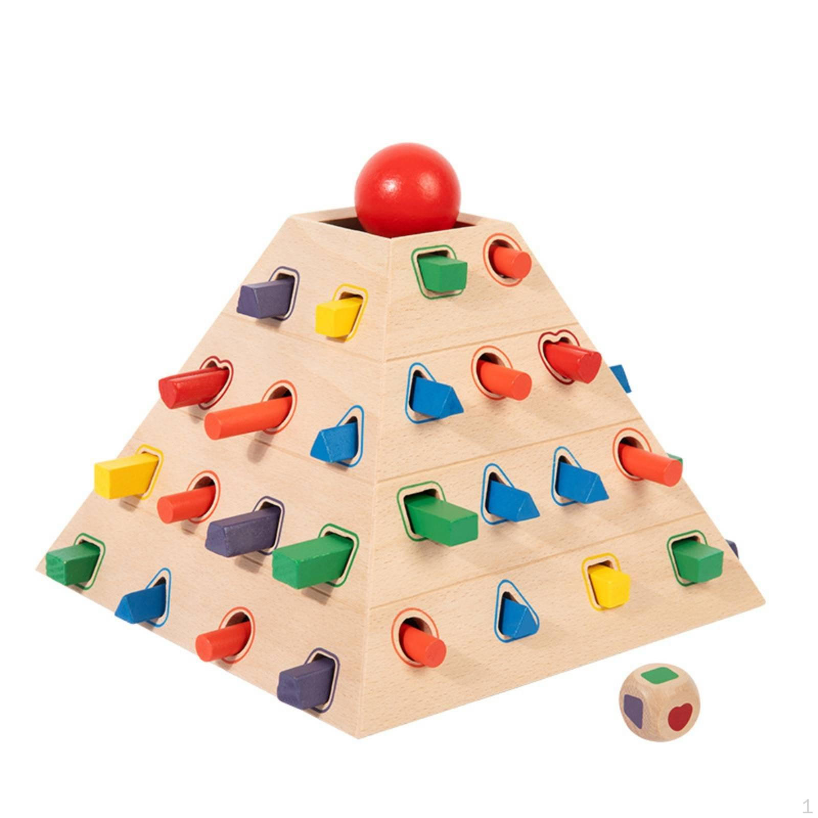 Wooden Pyramid Pulling Game Develops Fine Motor Skills Balance Early Learning Shape and