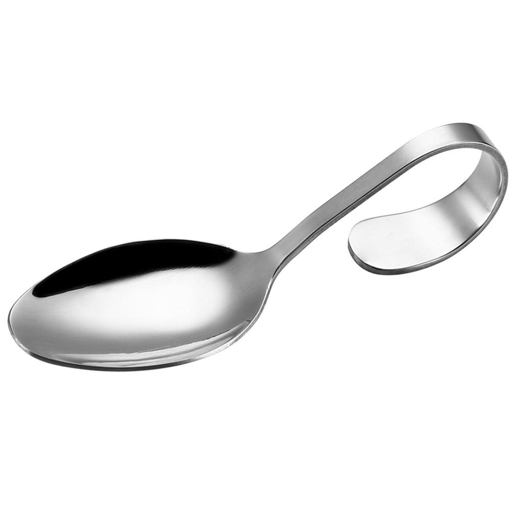 Mirror Polished Stainless Steel Spoon with Curved Handle High End Appetizer Serving Tool for Cocktail Party Banquet Display