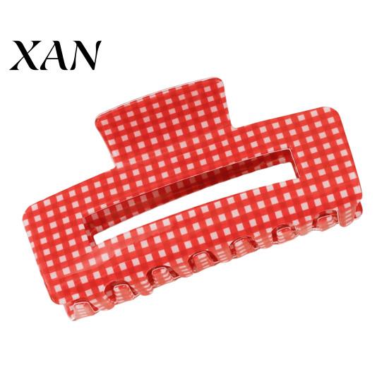 Large Hair Claw Back Head Claw, Hollow Square Clip, Plaid Print Clip Anti-Slip Teeth Accessory for Daily Wear Classic
