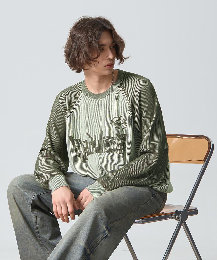 Dimiteulibeullaeg Vlad Type-A Two-Tone Knit Sweatshirt_Olive