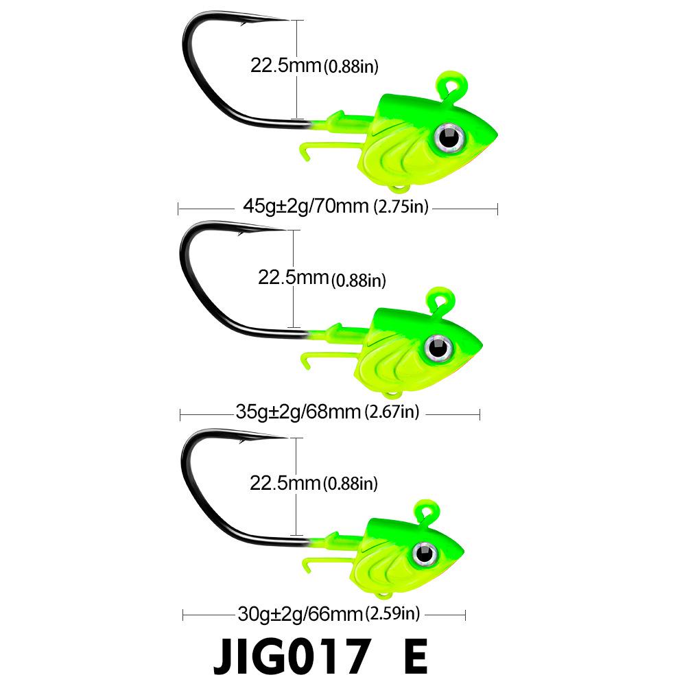 Anti-Snag Soft Fish Lead Head Lure Hooks with 30g, 35g, 45g Weights