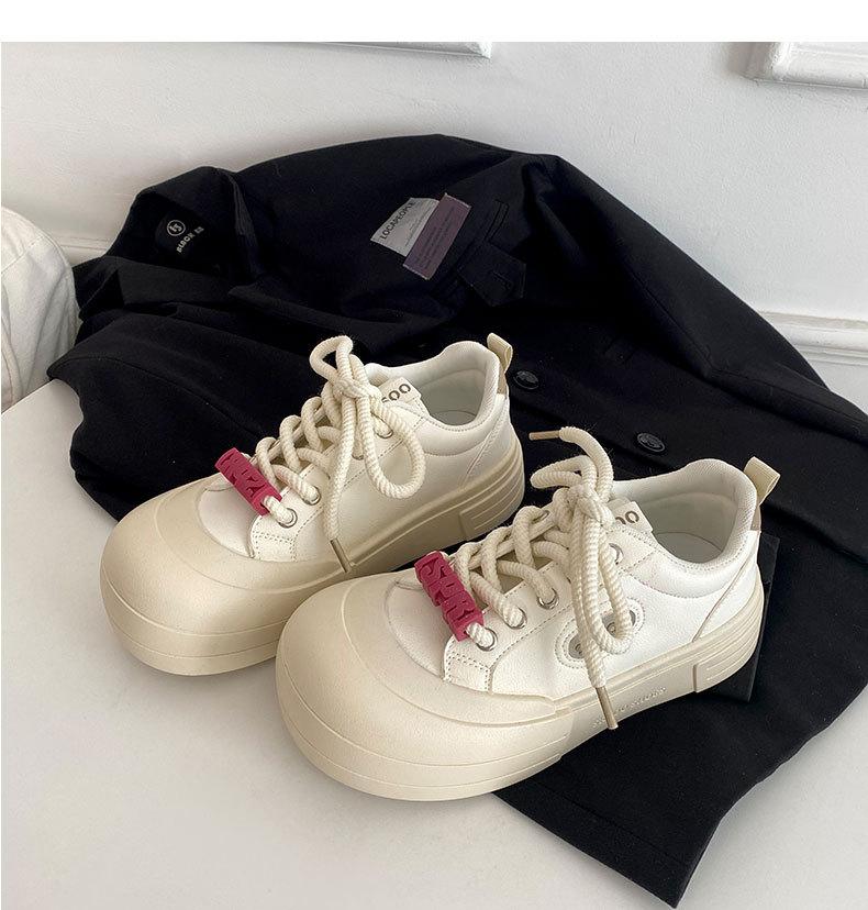 Универсальные повседневные туфли на платформе для студентов маленькие белые туфли для женщин новинка 2025 года популярная обувь для весны и осени с большой головой обувь для досок 35 хаки 4749₽