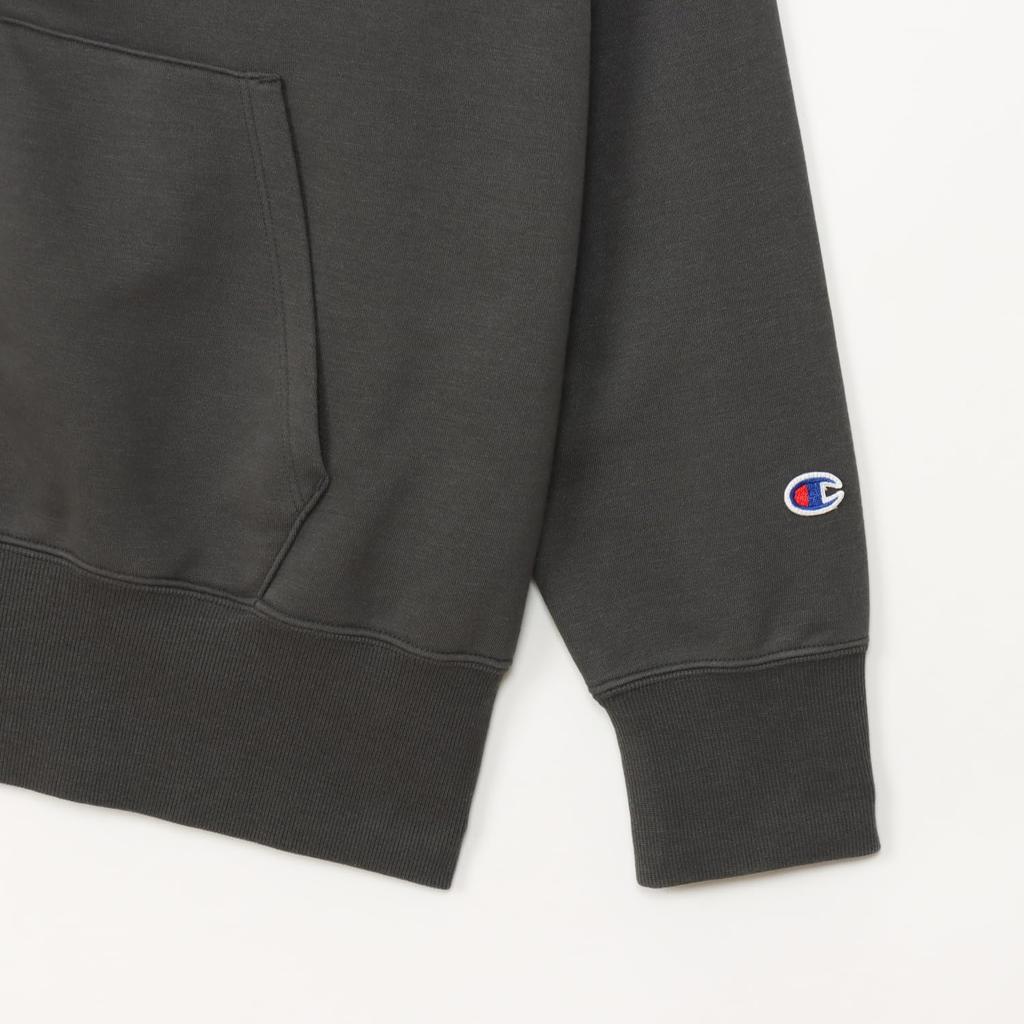 Champion Terry Zip Hooded Long Relax Script Women's Techweave® Sweatshirt, Sleeve, Fit, Stretch, Quick-Drying, Logo, Off-Black (CW-AS103)