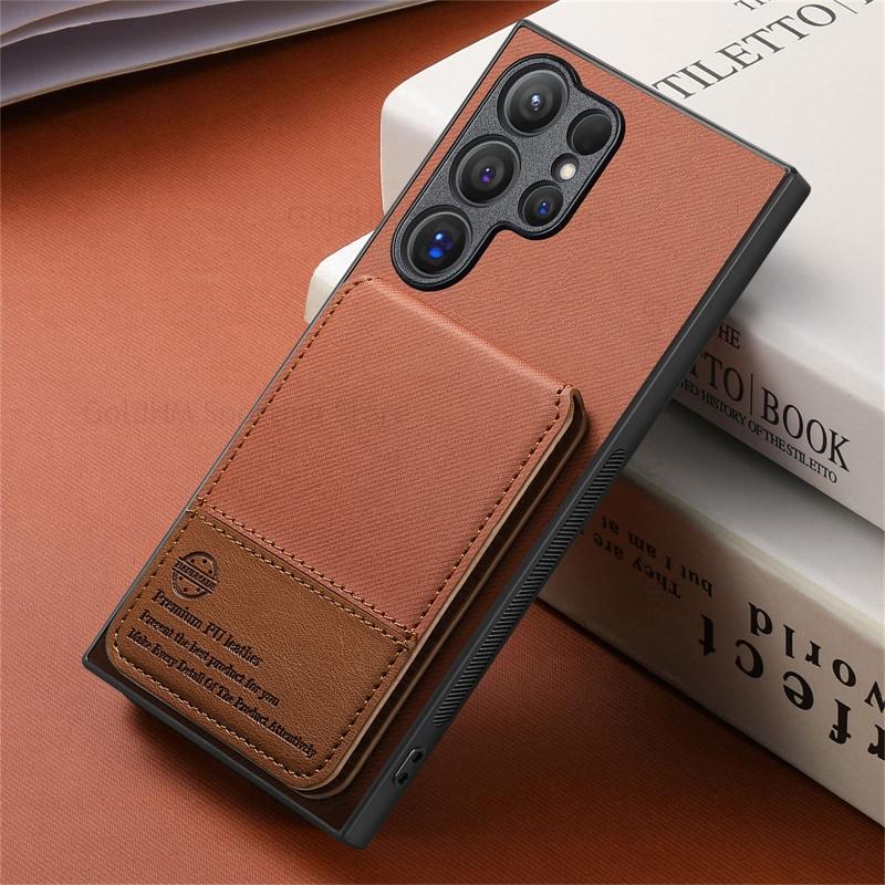 

Чехлы для Samsung S25 Edge Flip Kickstand Case Leather Phone Cover для Galaxy S24 S23 S22 S21 S25 Ultra Funda Wallet Book Stand Card Slot Holder Cover For Samsung S25 Edge коричневый