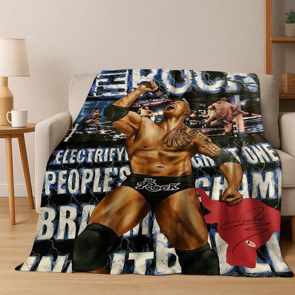 

Strong The Rock Dwayne Johnson Art Flannel Blanket,Cozy Soft Throw Blanket for Home Bedroom Bed Sofa Picnic Office Cover Gift 75x90cm
