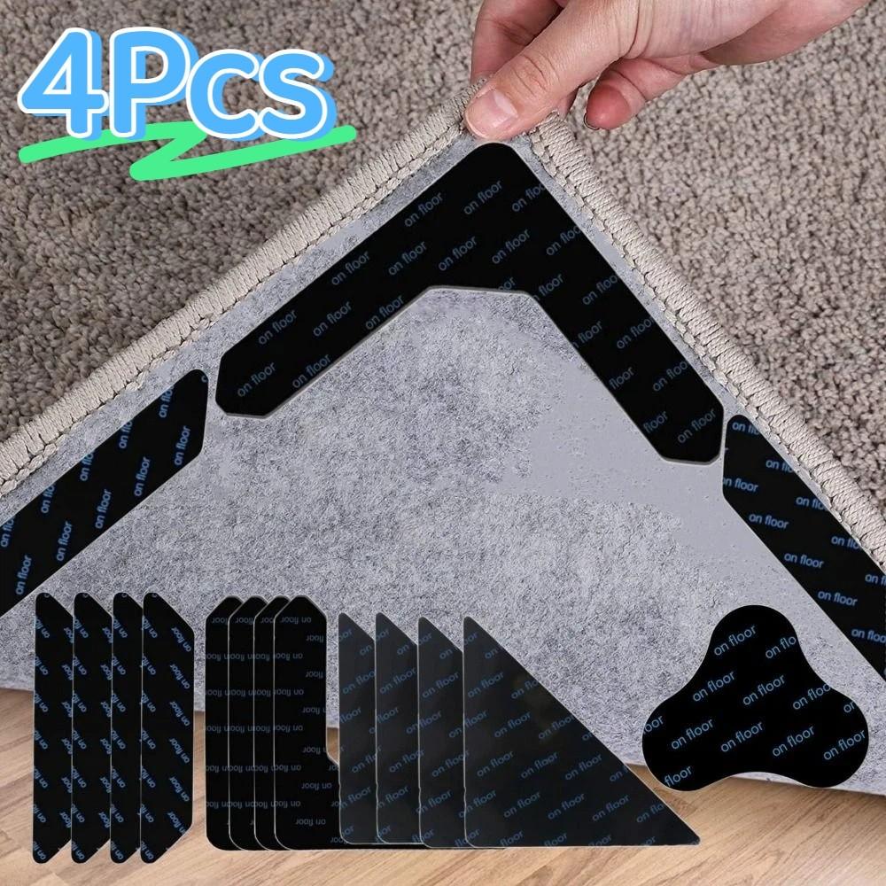 4Pcs Strong Adhesive Non-slip Carpet Stickers Reusable Traceless Self Adhesive Rug Stickers Multifunctional Mult Shapes