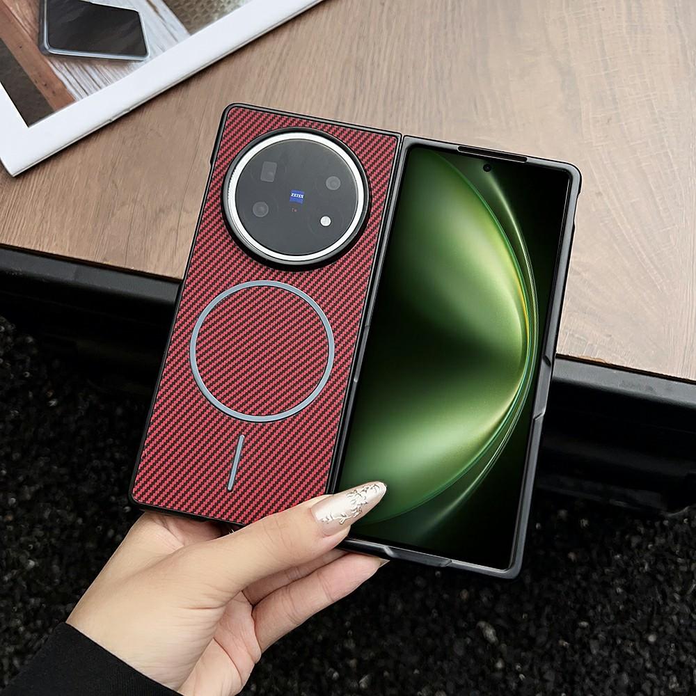 For vivo X Fold5 5G Magnetic Case Carbon Fiber Texture Folding Phone Cover