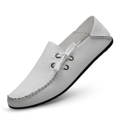 Mode Herren Slipper Weiche Mokassins Hohe Qualität Frühling Herbst Echtes Leder Schuhe Herren Flache Fahrschuhe Weiß Weiche Faltbare Bohnenschuhe