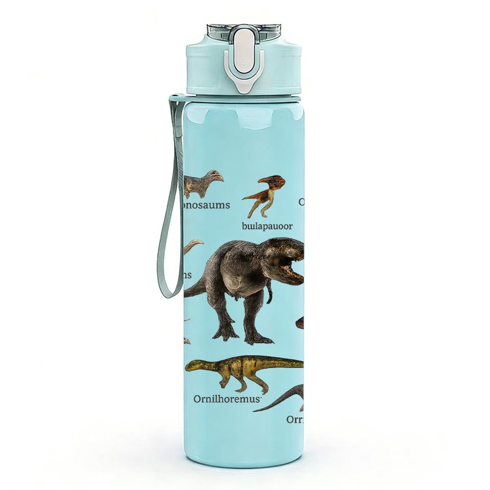1 PZ Collezionismo Fossile Scheletro di Dinosauro 750ml Bottiglia d'Acqua in Plastica Colorata Tappo Flip-Top con Cannuccia Anti-Goccia Per Sport Ufficio Uso Domestico