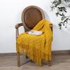 Soft and Comfortable Solid Color Throw Blanket Knitted Sofa Blanket Car Rhombus Air Conditioning Blanket Tassel Nap Wool Blanket
