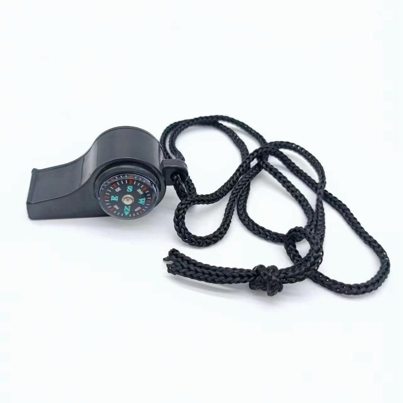 3pcs Outdoor Multifunctional Three-in-one Whistle Life-saving Whistle with Compass Thermometer Competition Referee Whistle