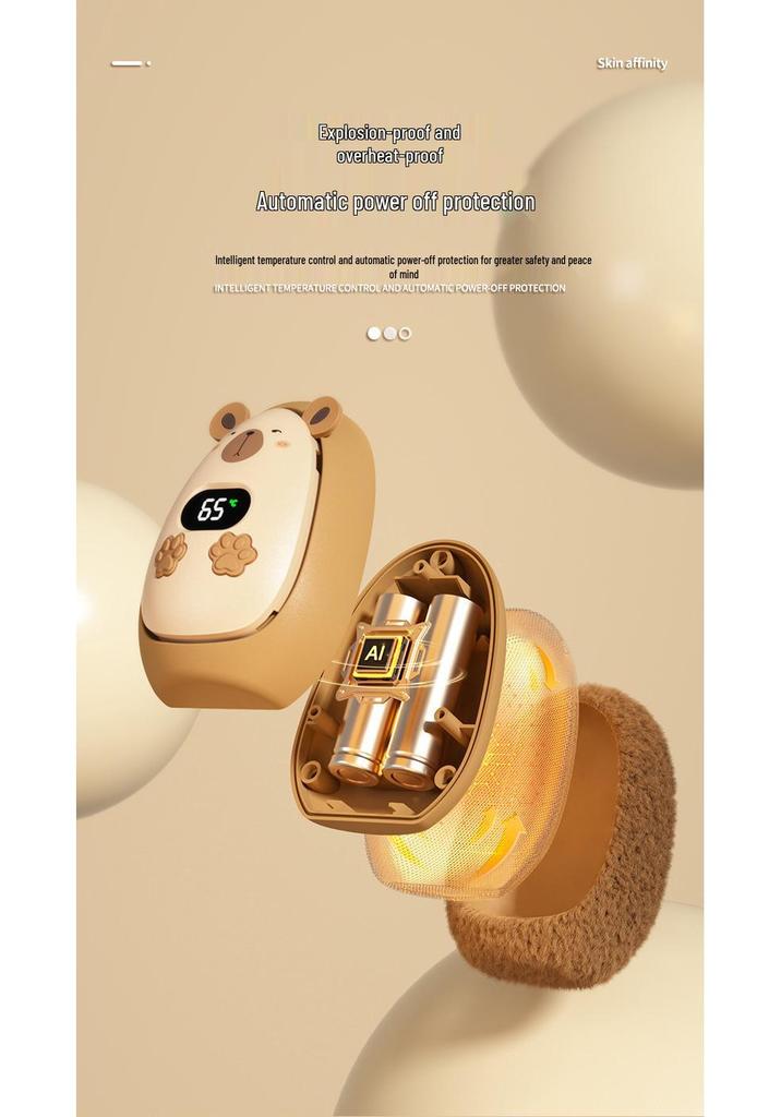 Portable USB Rechargeable Cartoon Hand Warmer with Digital Display – Ideal Student Gift