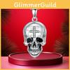 Halloween Skull Cross Necklace With Rhinestones For Punk Rock Fashion