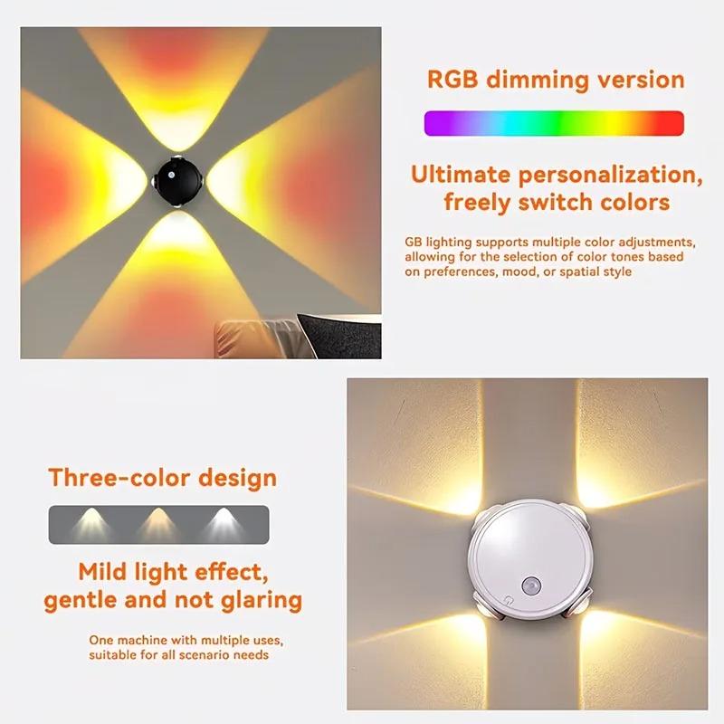 1PC RGB Rechargeable Cat Eye Ambient Light Motion Sensor Night Light Magnetic Wall Lamp for Bedroom Hallway Stairs Decor