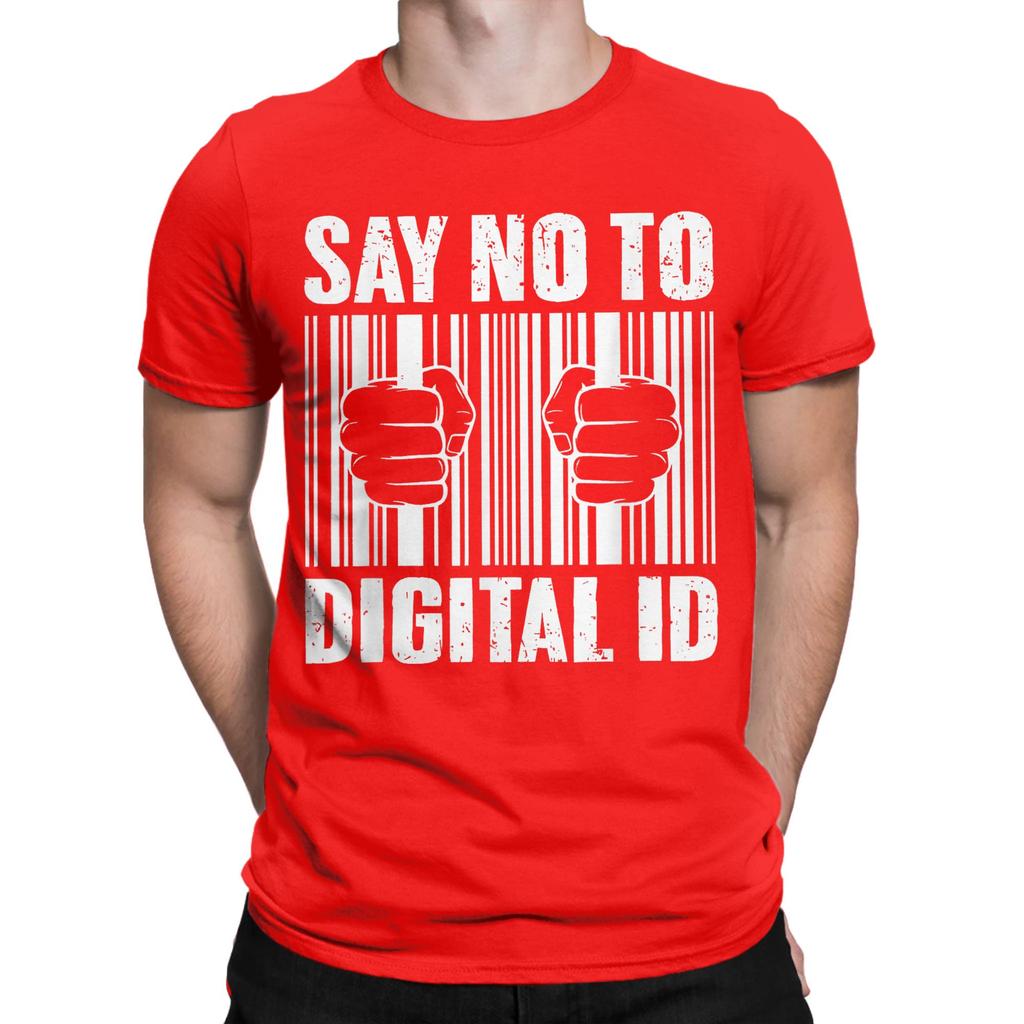 Say No To Digital Id British Men's T Shirts BritCard Protest Privacy Funny Tees Short Sleeve T-Shirt 100% Cotton Adult Clothing