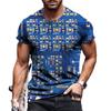 Summer Round Neck 3D Circuit Board Print T-shirts Fashionable Casual Short Sleeved Men's T-shirts