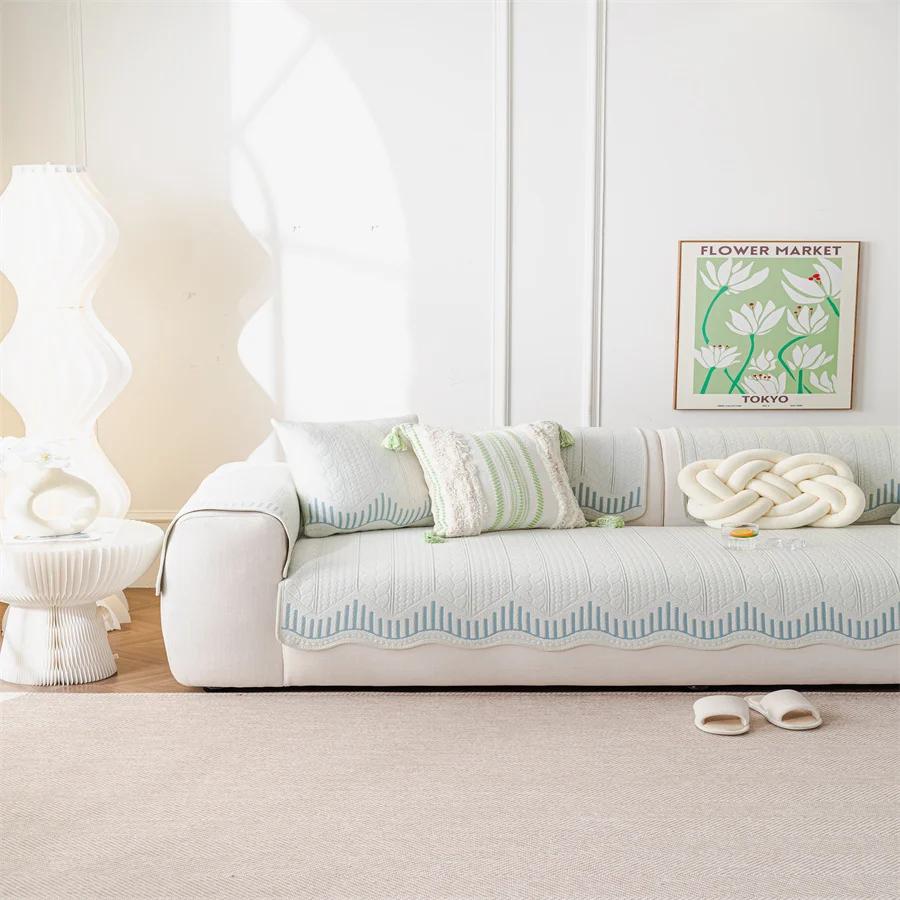Cotton Sofa Cushion Four Seasons Universal Pastoral Style Non-Slip Sofa Towel Back Towel Cover Cloth Sofa Cushion Full Set