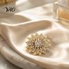 Sunflower Brooch Pin Sparkling Rhinestone Brooch, Golden Plated Floral Lapel Hollow Badge Pin, Dainty Clothing Jewelry Accessory for Women Girls Metal