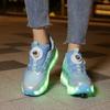 Patines de Ruedas con Freno para Niños Carga Plana Extraíble LED Cuatro Ruedas Zapatillas Deportivas Brillantes Zapatillas Brillantes para Mujer