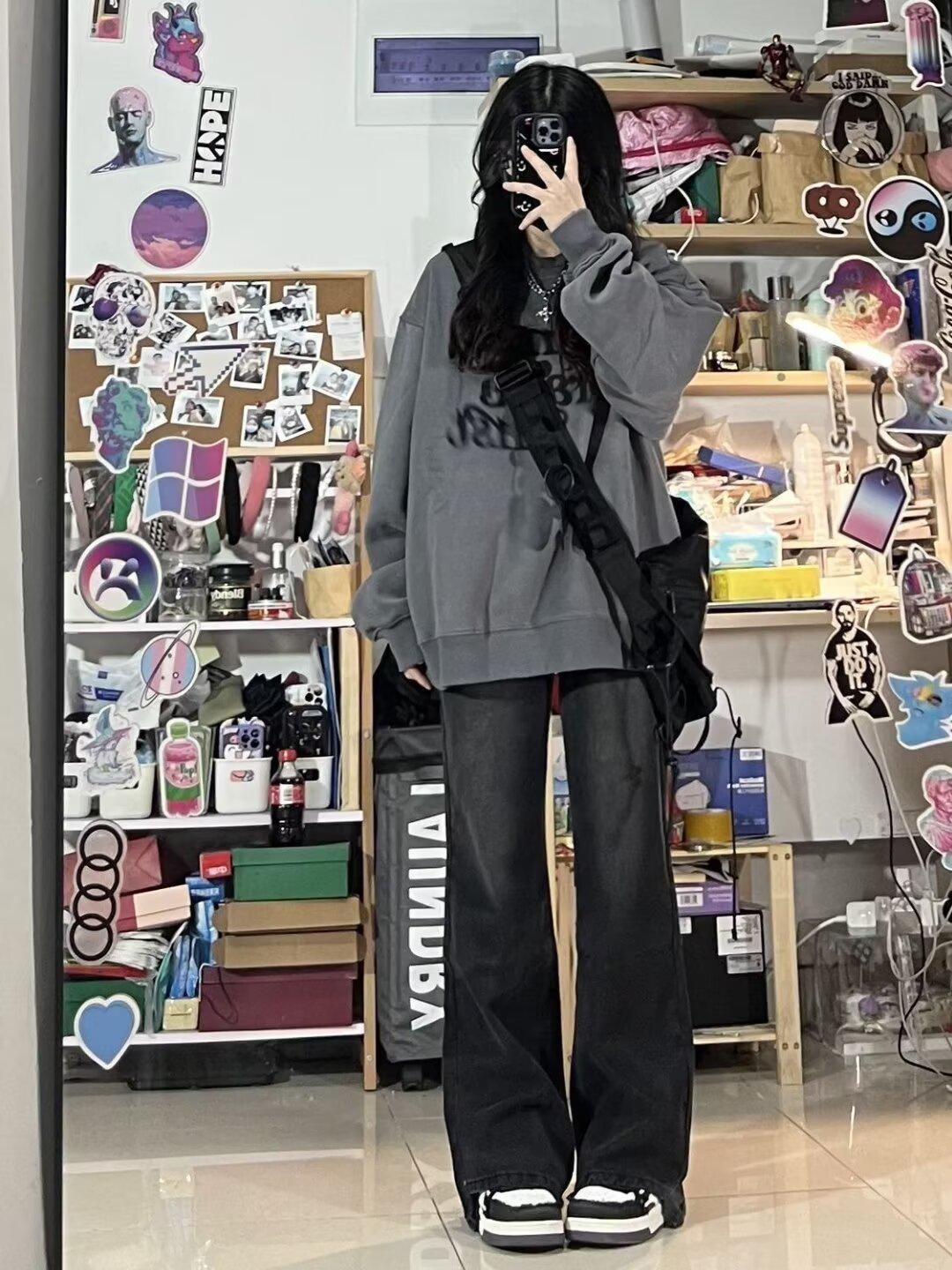 

Женские джинсы прямого кроя с высокой посадкой - Слим, широкие, идеально подходят для весны и осени 2024. 5XL темно-серого