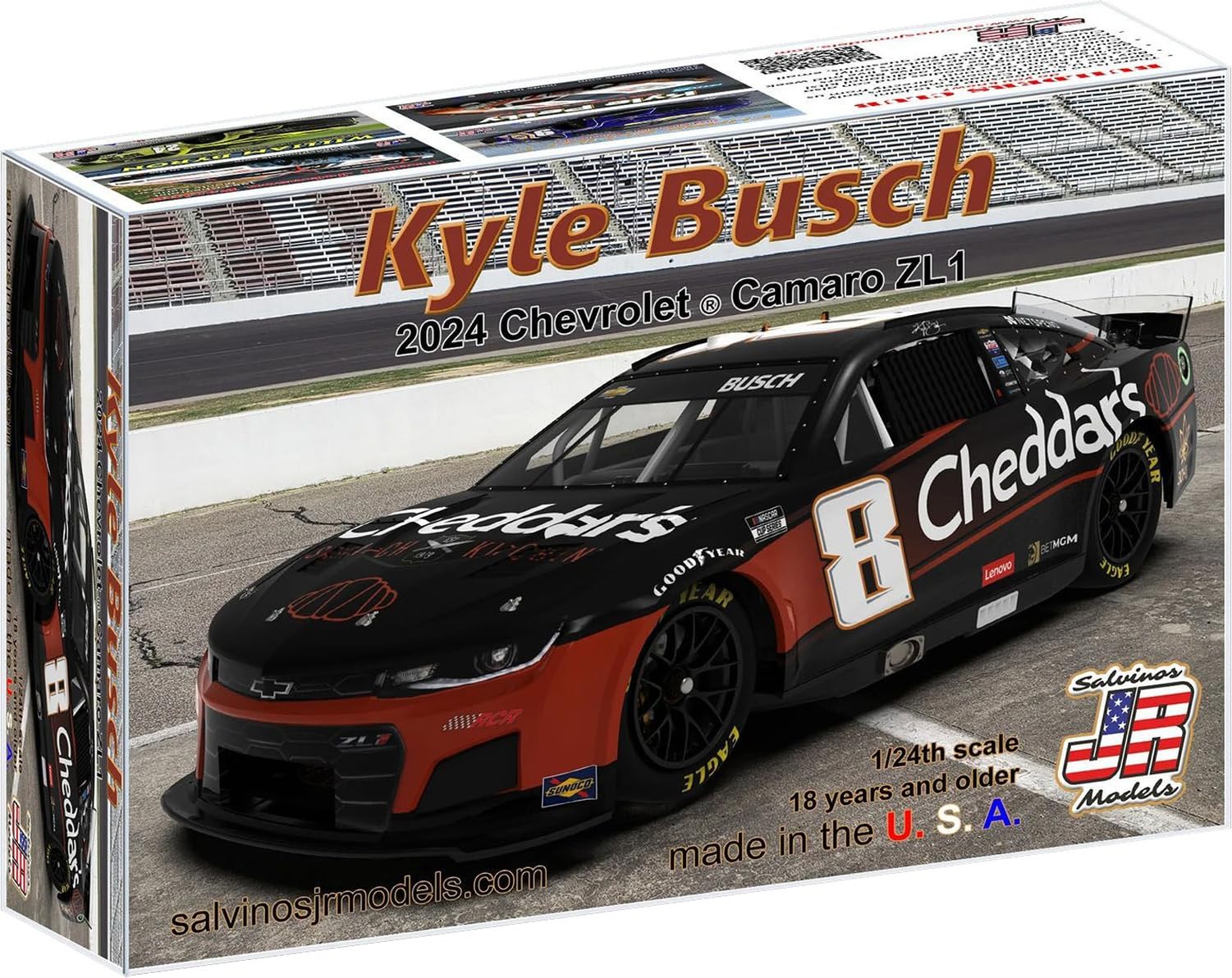 

Salvinos Models Scale 2024 Chevrolet Camaro ZL1 Richard Childress Racing Kyle Busch 8 Cheddars Plastic Model Kit SJMRCC2024KBP Jr. 1/24 No.