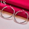 925 Sterling Silver Patterned Round 40mm Earrings for Fashionable Wedding Jewelry
